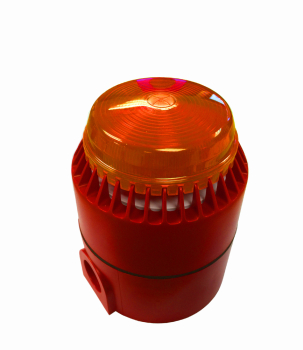 COMBINED SOUNDER/BEACON 240V AMBER, RED DEEP BASE IP65