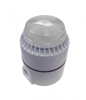 COMBINED SOUNDER/BEACON 24VDC CLEAR, WHITE DEEP BASE IP65