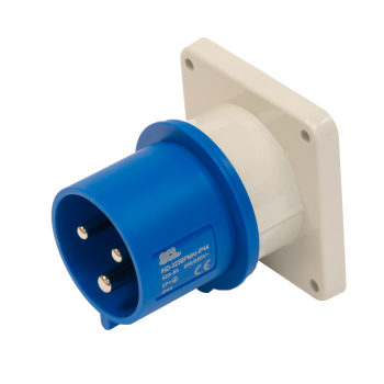 SCL 240V 32A BLUE INDUSTRIAL PANEL MOUNT APPLIANCE INLET 3 PIN IP44 SCL 240V 32A BLUE INDUSTRIAL PANEL MOUNT APPLIANCE INLET 3 PIN IP44