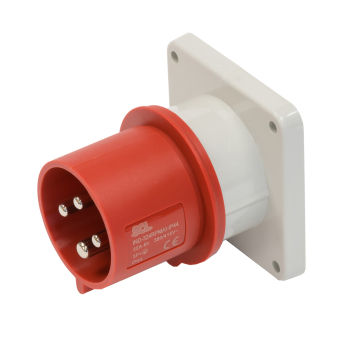 SCL 415V 32A RED INDUSTRIAL PANEL MOUNT APPLIANCE INLET 4 PIN IP44 SCL 415V 32A RED INDUSTRIAL PANEL MOUNT APPLIANCE INLET 4 PIN IP44