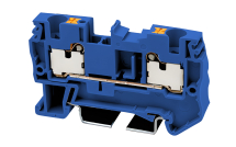 DINKLE DIN RAIL TERMINAL BLUE 4MM PUSH IN SPRING CLAMP