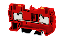 DINKLE DIN RAIL TERMINAL RED 4MM PUSH IN SPRING CLAMP