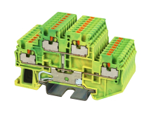 DINKLE DIN RAIL EARTH TERMINAL 2+2 1.5MM PUSH IN SPRING CLAMP