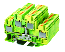 DINKLE DIN RAIL EARTH TERMINAL 2+2 2.5MM PUSH IN SPRING CLAMP