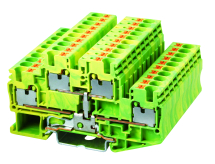 DINKLE DIN RAIL EARTH TERMINAL 2+2 4MM PUSH IN SPRING CLAMP