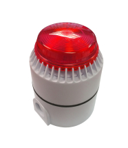 COMBINED SOUNDER/BEACON RED 110-240V, WHITE DEEP BASE IP65
