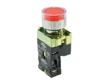 SCL 22mm ILLUMINATED P/BUTTON LED RED + 1 NC CONTACT 230VAC