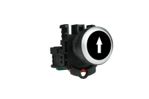22mm BLACK PUSHBUTTON WITH WHITE ARROW + 1 N/O CONTACT