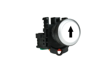 22mm WHITE PUSHBUTTON WITH BLACK ARROW + 1 N/O CONTACT
