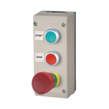 CONTROL STATION RED + GREEN + EMERGENCY STOP, GREY ENCLOSURE