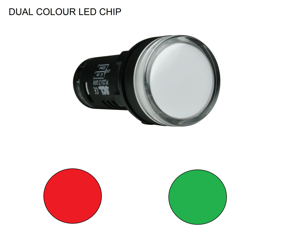 22mm Dual Colour LED Indicators - SCL 22mm LED INDICATOR 230VAC DUAL ...