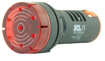 SCL 22mm PULSATING BUZZER 12V WITH FLASHING RED LED