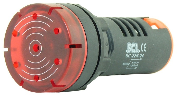24VAC/DC - SCL 22mm PULSATING BUZZER 24V WITH FLASHING RED LED ...
