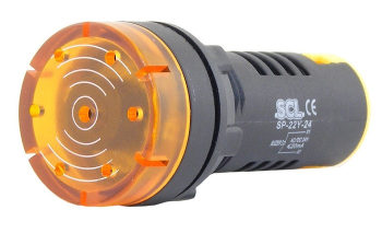 SCL 22mm PULSATING BUZZER 110V WITH FLASHING YELLOW LED