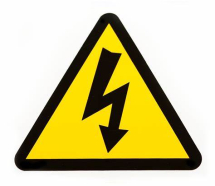 VOLTAGE WARNING LABEL YELLOW 23X21mm TRIANGLE ON SEMI GLOSS