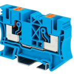 DINKLE DIN RAIL TERMINAL BLUE 10MM PUSH IN SPRING CLAMP