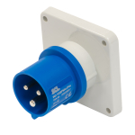 SCL 240V 16A BLUE INDUSTRIAL PANEL MOUNT APPLIANCE INLET 3 PIN IP44