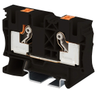 DINKLE DIN RAIL TERMINAL BLACK 10MM PUSH IN SPRING CLAMP
