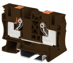 DINKLE DIN RAIL TERMINAL BROWN 10MM PUSH IN SPRING CLAMP