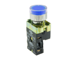 SCL 22mm ILLUMINATED P/BUTTON LED BLUE + 1 NO 230VAC
