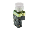 SCL 22mm ILLUMINATED P/BUTTON LED CLEAR + 1NO CONTACT 230VAC