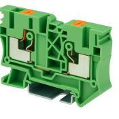 DINKLE DIN RAIL TERMINAL GREEN 10MM PUSH IN SPRING CLAMP