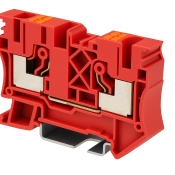 DINKLE DIN RAIL TERMINAL RED 10MM PUSH IN SPRING CLAMP