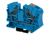 DINKLE DIN RAIL TERMINAL BLUE 16MM PUSH IN SPRING CLAMP