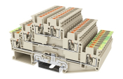 DINKLE DIN RAIL TERMINAL GREY 2+2+PE 2.5MM SPRING CLAMP