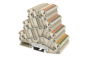 DINKLE DIN RAIL TERMINAL GREY 2+2+2+PE 2.5MM SPRING CLAMP