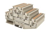 DINKLE DIN RAIL TERMINAL GREY 3+3 2.5MM PUSH IN SPRING CLAMP