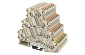 DINKLE DIN RAIL TERMINAL GREY 2+2+2+PE 4MM SPRING CLAMP