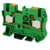 DINKLE DIN RAIL TERMINAL GREEN 6MM PUSH IN SPRING CLAMP