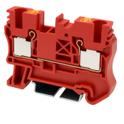 DINKLE DIN RAIL TERMINAL RED 6MM PUSH IN SPRING CLAMP