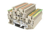 DINKLE DIN RAIL EARTH TERMINAL 2+PE 2.5MM PUSH IN SPRING CLAMP