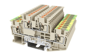 DINKLE DIN RAIL EARTH TERMINAL 2+PE 4MM PUSH IN SPRING CLAMP