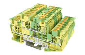 DINKLE DIN RAIL EARTH TERMINAL 2+2 4MM PUSH IN SPRING CLAMP