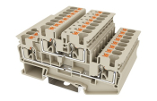 DINKLE DIN RAIL TERMINAL GREY 2+2 4MM PUSH IN SPRING CLAMP