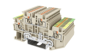 DINKLE DIN RAIL EARTH TERMINAL 2+PE 1.5MM PUSH IN SPRING CLAMP