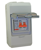 PLASTIC ENCLOSED 1PH SPD 230/400V 40KA + 2P 100A MAIN SWITCH
