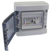 PLASTIC ENCLOSED 1PH SPD 230/400V 40KA + 1P 63A MCB + 1P+N RCBO