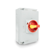 TELERGON F1 SWITCH DISCONNECTOR 32A 1000VDC IN ALUMINIUM ENCLOSURE RED/YELLOW HANDLE