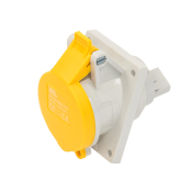 SCL 110V 16A YELLOW INDUSTRIAL ANGLED PANEL MOUNT SOCKET 3 PIN IP44