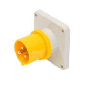SCL 110V 16A YELLOW INDUSTRIAL PANEL MOUNT APPLIANCE INLET 3 PIN IP44