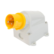 SCL 110V 16A YELLOW INDUSTRIAL SURFACE MOUNT APPLIANCE INLET 3 PIN IP44