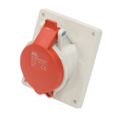 SCL 415V 16A RED INDUSTRIAL ANGLED PANEL MOUNT SOCKET 4 PIN IP44