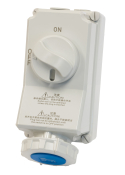 SCL 240V 32A BLUE INDUSTRIAL INTERLOCKED SOCKET 3 PIN IP67