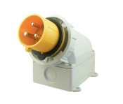 SCL 110V 32A YELLOW INDUSTRIAL SURFACE MOUNT APPLIANCE INLET 3 PIN IP67