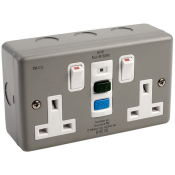 SCL DOUBLE RCD SWITCHED SOCKET METAL CLAD 13A 240VAC