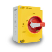 TELERGON S3 SWITCH DISCONNECTOR 3P+N 32A IN PLASTIC ENCLOSURE RED/YELLOW HANDLE